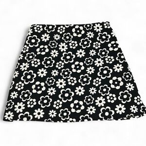 Hollister Black and White Floral A-Line Skirt
